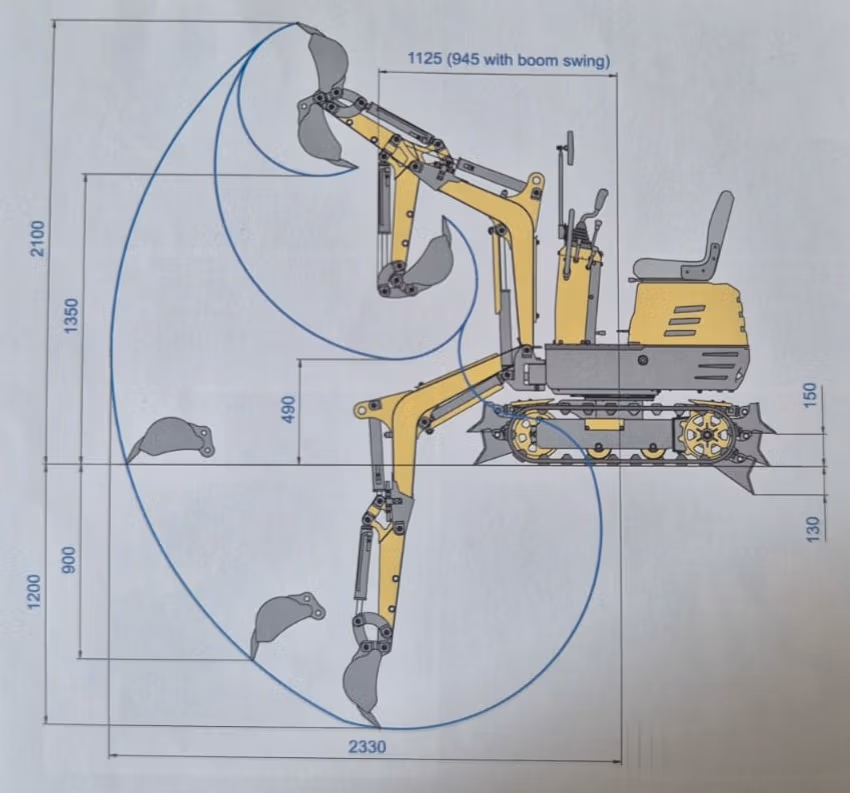 Mini Digger with ROPS 600KG Micro digger Outland Tools MD60 Inc 200mm Digging Bucket  (PRE-ORDER SPECIAL OFFER) - Image 11