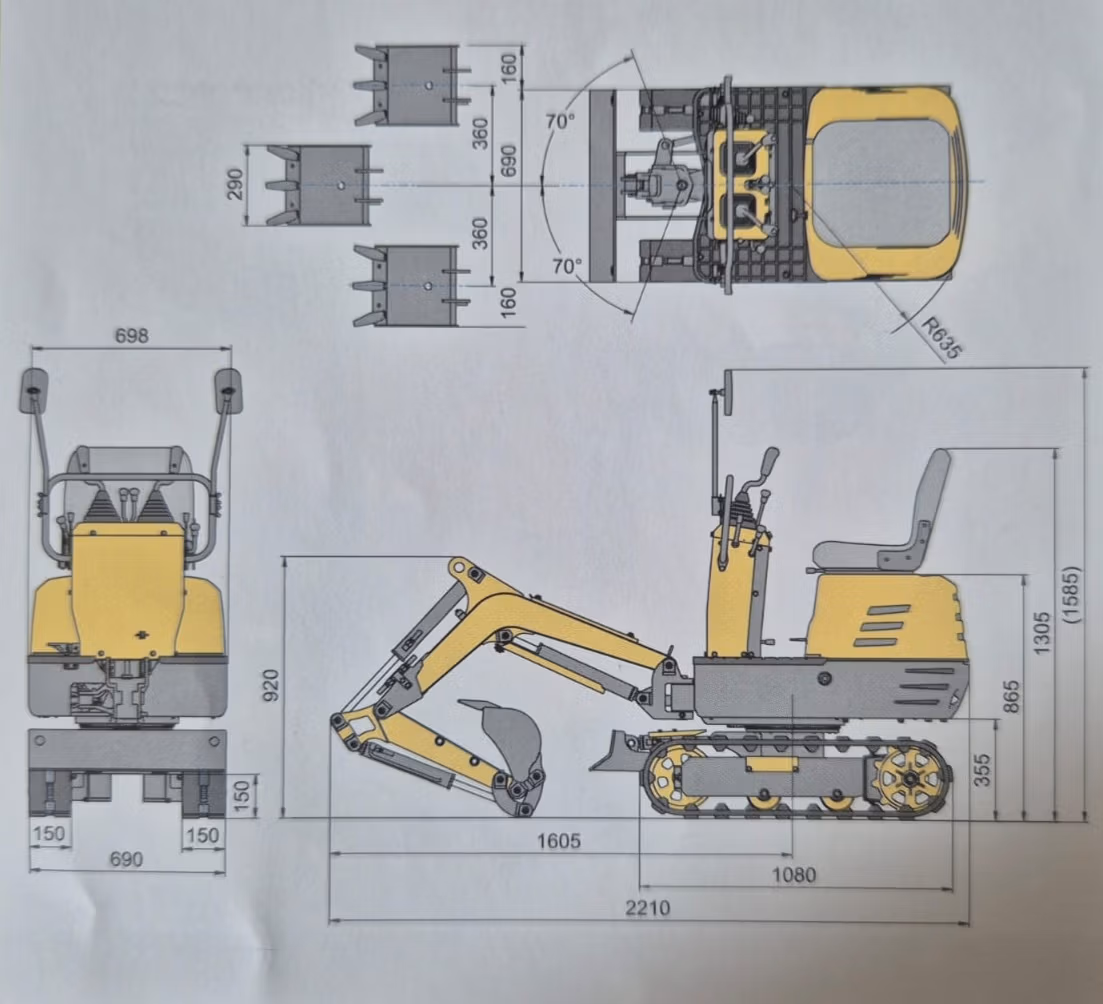 Mini Digger with ROPS 600KG Micro digger Outland Tools MD60 Inc 200mm Digging Bucket  (PRE-ORDER SPECIAL OFFER) - Image 12